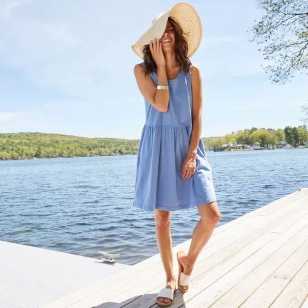 Blue Babydoll Sleeveless Dress Sz S